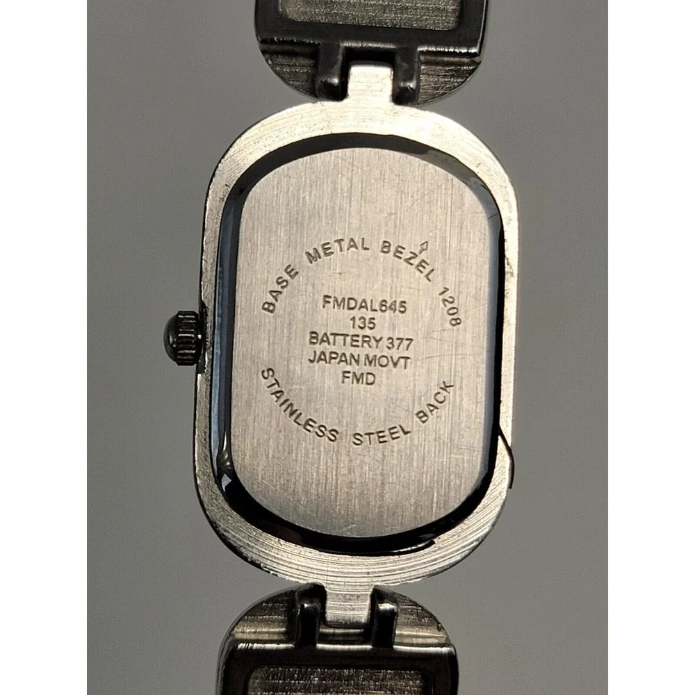 Allude Ladies Gemmed Quartz Watch 22mm Oval Silver‎ Tone Metal Heart Link